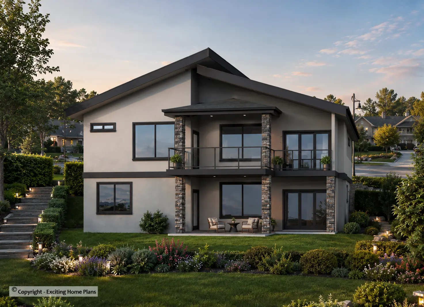 Proiect de casa parter + demisol 313 m²: 5 Dormitoare, 3 Bai, Bucatarie deschisa, Garaj