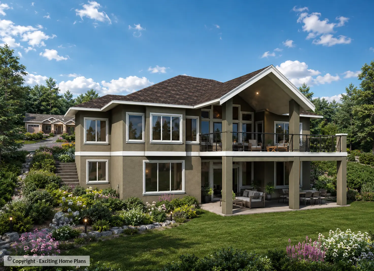Proiect de casa parter + demisol 353 m²: 3 Dormitoare, Birou, 3 Bai, Bucatarie deschisa, Garaj