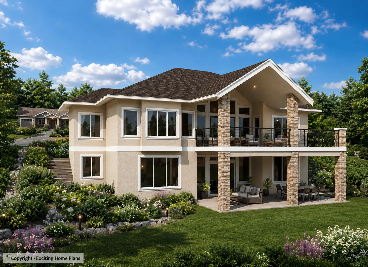 Proiect de casa parter + demisol 353 m²: 3 Dormitoare, Birou, 3 Bai, Bucatarie deschisa, Garaj