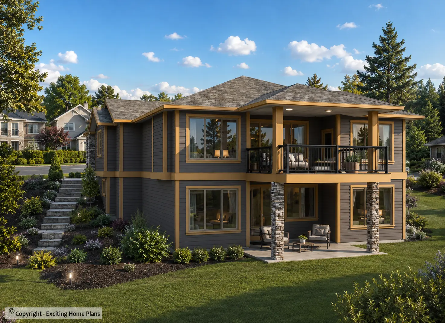 Proiect de casa parter + demisol 366 m²: 6 Dormitoare, 3 Bai, Bucatarie deschisa, Garaj
