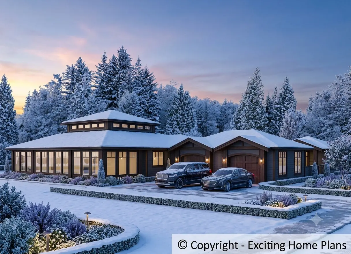 Proiect de casa parter 453 m²: 3 Dormitoare, 1 Bai, Garaj