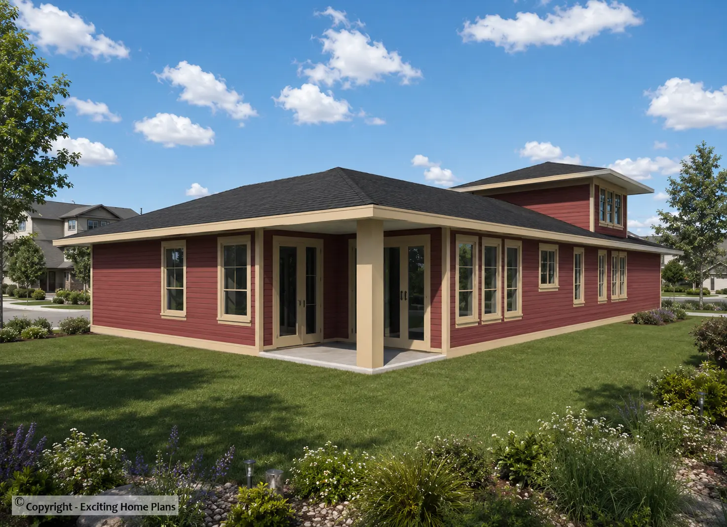 Proiect de casa parter cu mansardă 308 m²: 2 Dormitoare, Birou, 4 Bai, Garaj