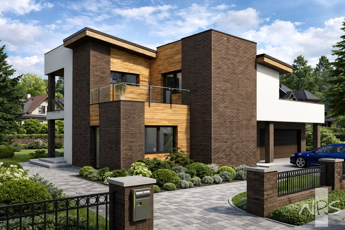 Proiect de casa cu etaj 179 m²: 3 Dormitoare, 2 Bai, Garaj