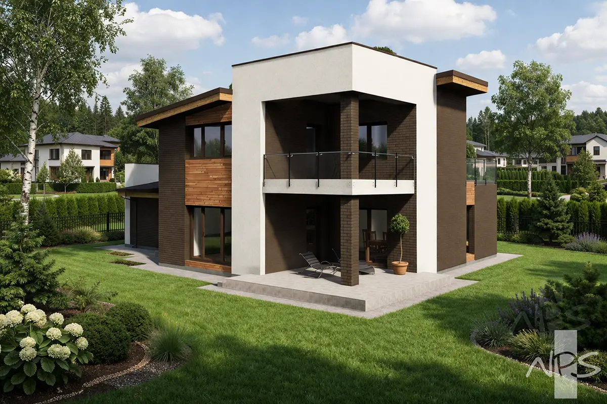 Proiect de casa cu etaj 179 m²: 3 Dormitoare, 2 Bai, Garaj