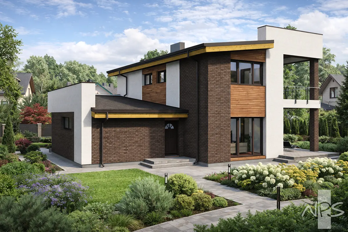 Proiect de casa cu etaj 179 m²: 3 Dormitoare, 2 Bai, Garaj