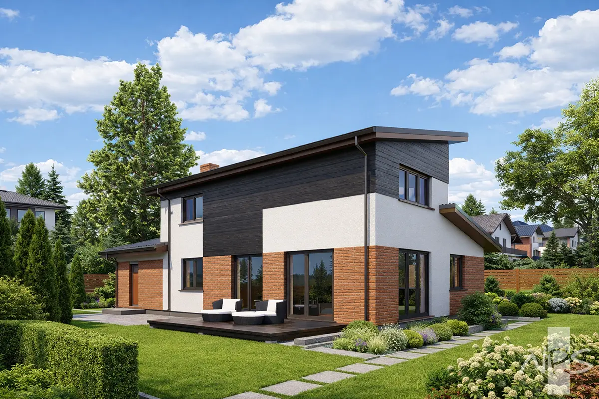 Proiect de casa cu etaj 194 m²: 3 Dormitoare, Birou, 2 Bai, Garaj