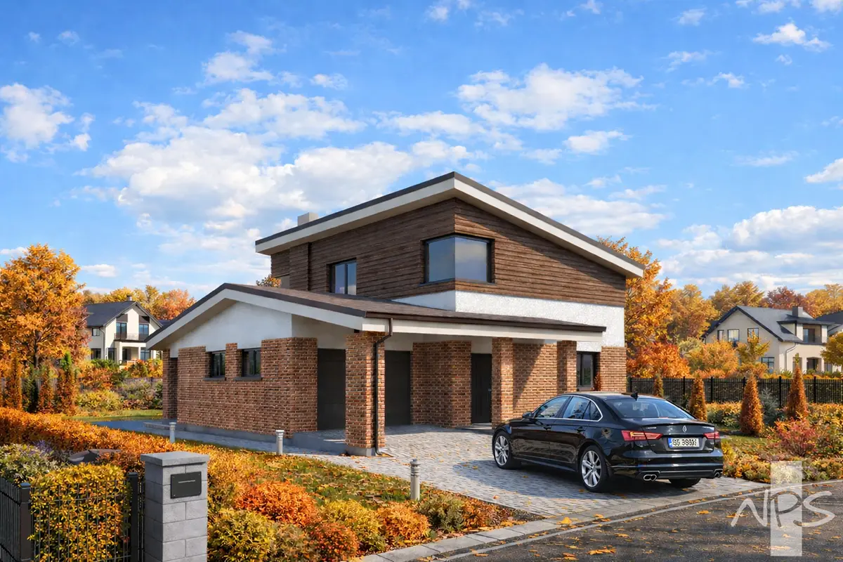 Proiect de casa cu etaj 157 m²: 3 Dormitoare, 2 Bai, Bucatarie deschisa, Garaj