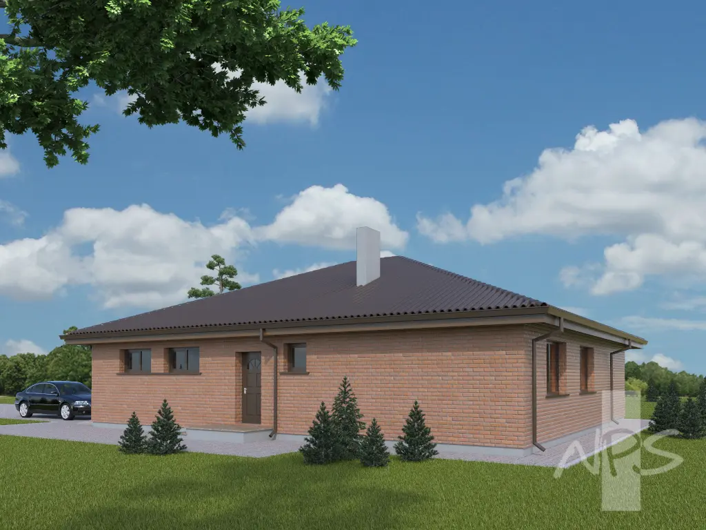 Proiect de casa parter 168 m²: 3 Dormitoare, 1 Bai, Garaj