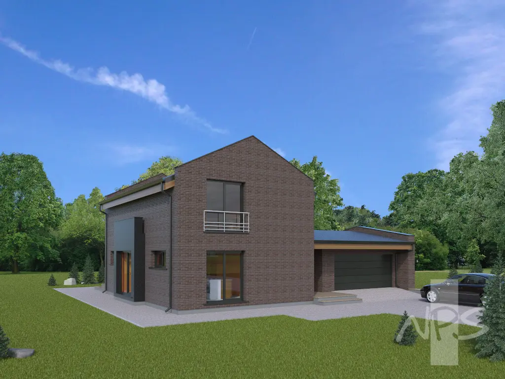 Proiect de casa 183 m²: 2 Parter, 2 Dormitoare, 2 Bai, Bucatarie deschisa, Garaj