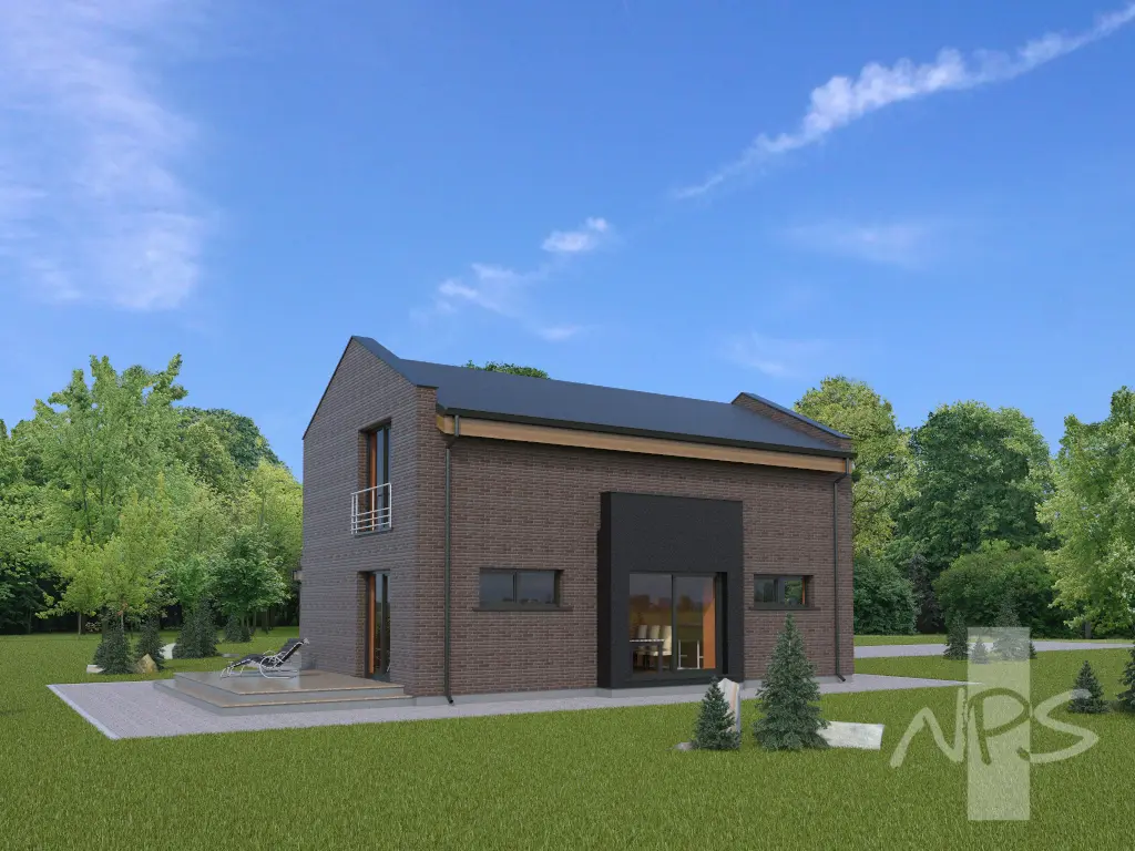 Proiect de casa 183 m²: 2 Parter, 2 Dormitoare, 2 Bai, Bucatarie deschisa, Garaj