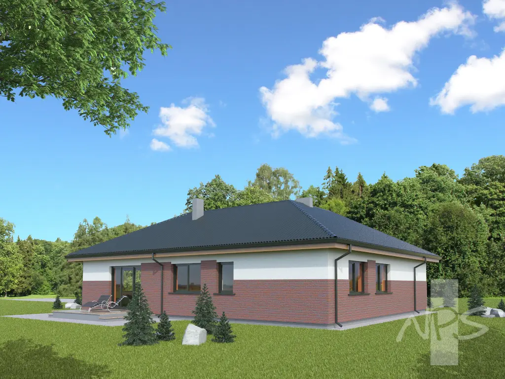 Proiect de casa parter 135 m²: 3 Dormitoare, 1 Bai, fara Garaj