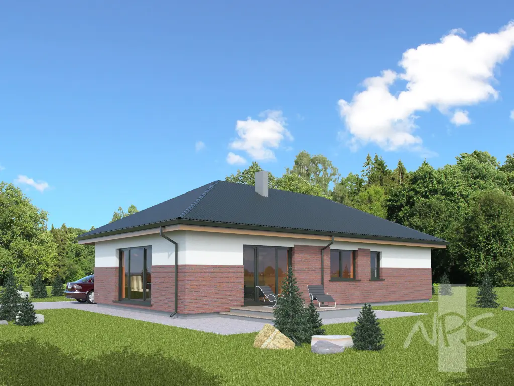 Proiect de casa parter 135 m²: 3 Dormitoare, 1 Bai, fara Garaj