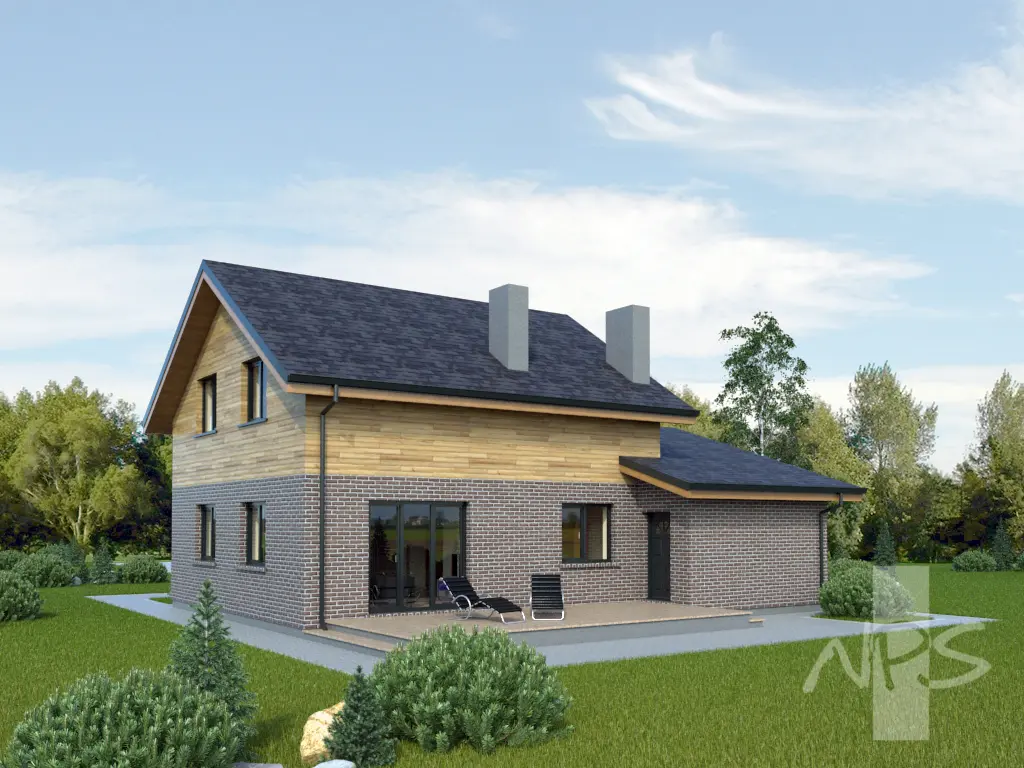 Proiect de casa parter cu mansardă 163 m²: 3 Dormitoare, Birou, 2 Bai, Bucatarie deschisa, Garaj