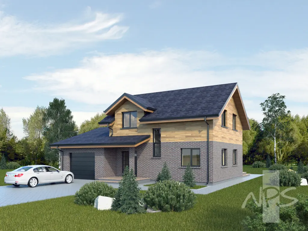 Proiect de casa parter cu mansardă 163 m²: 3 Dormitoare, Birou, 2 Bai, Bucatarie deschisa, Garaj