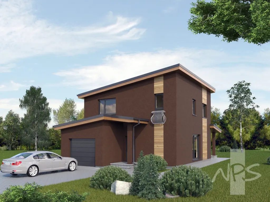 Proiect de casa cu etaj 146 m²: 3 Dormitoare, 2 Bai, Garaj