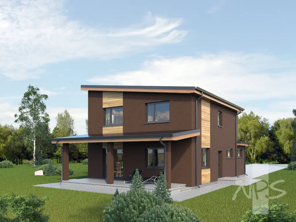 Proiect de casa cu etaj 146 m²: 3 Dormitoare, 2 Bai, Garaj