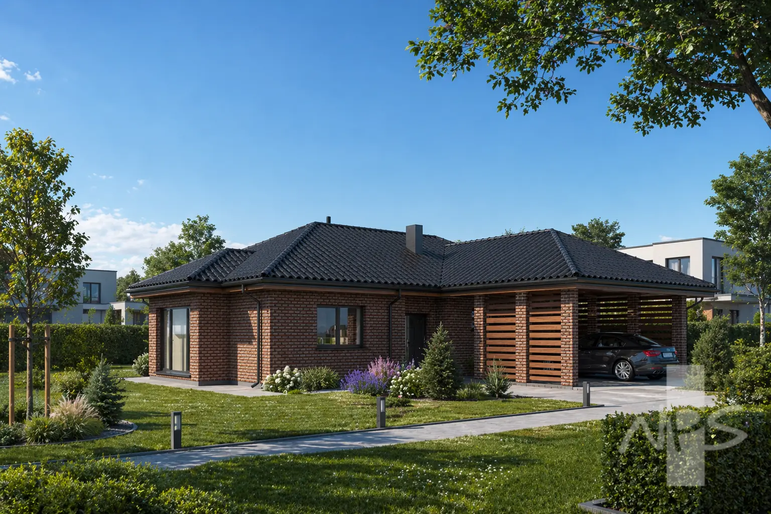 Proiect de casa parter 132 m²: 3 Dormitoare, 1 Bai, Bucatarie deschisa, fara Garaj