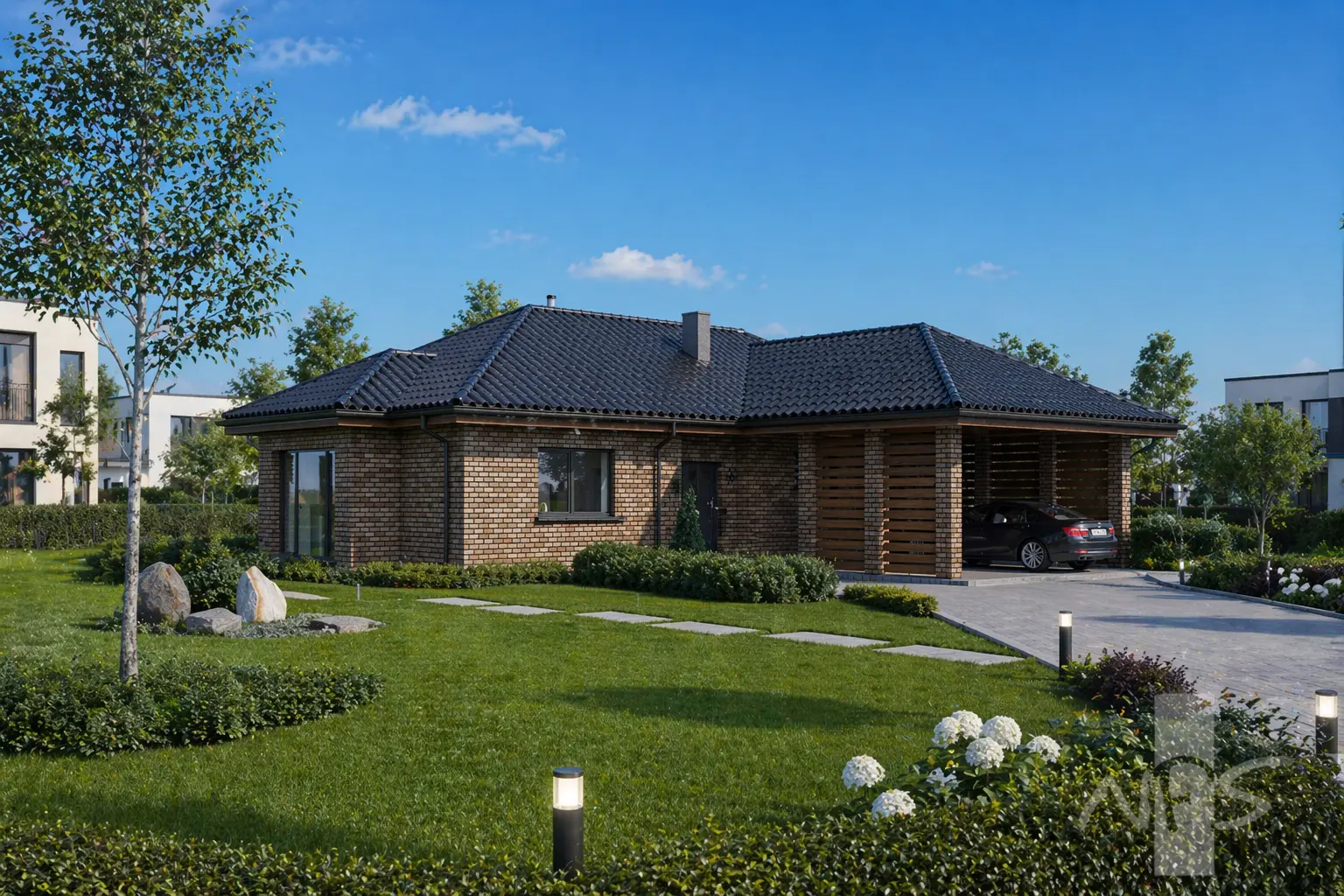 Proiect de casa parter 132 m²: 3 Dormitoare, 1 Bai, Bucatarie deschisa, fara Garaj