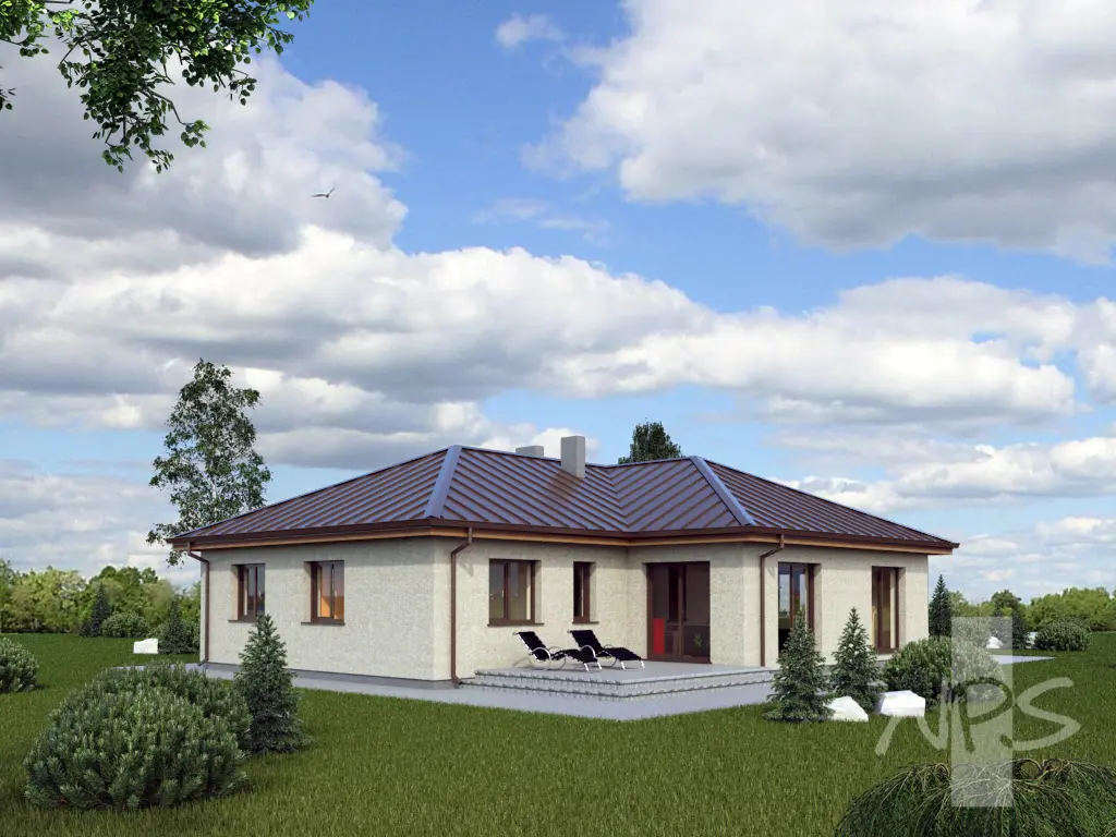 Proiect de casa parter 146 m²: 3 Dormitoare, 1 Bai, Bucatarie deschisa, Garaj