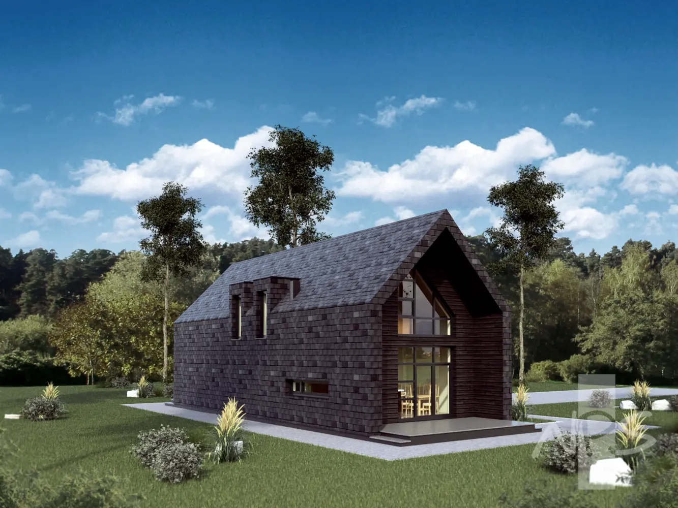 Proiect de casa parter cu mansardă 128 m²: 2 Dormitoare, 2 Bai, fara Garaj