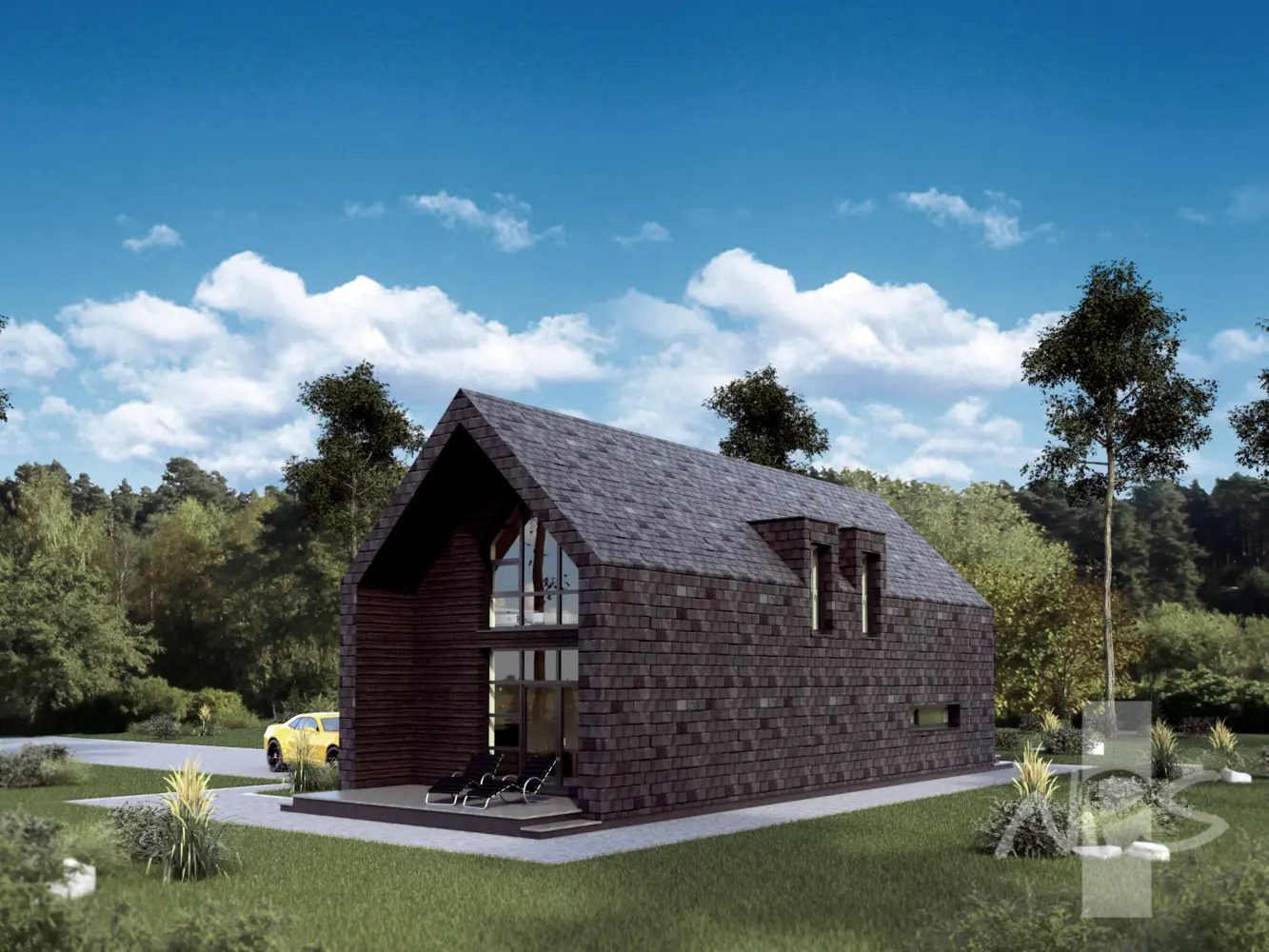Proiect de casa parter cu mansardă 128 m²: 2 Dormitoare, 2 Bai, fara Garaj