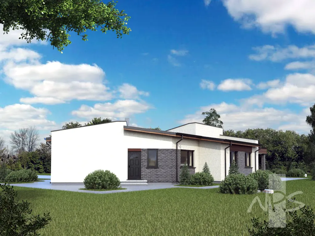 Proiect de casa parter 153 m²: 3 Dormitoare, 2 Bai, Garaj