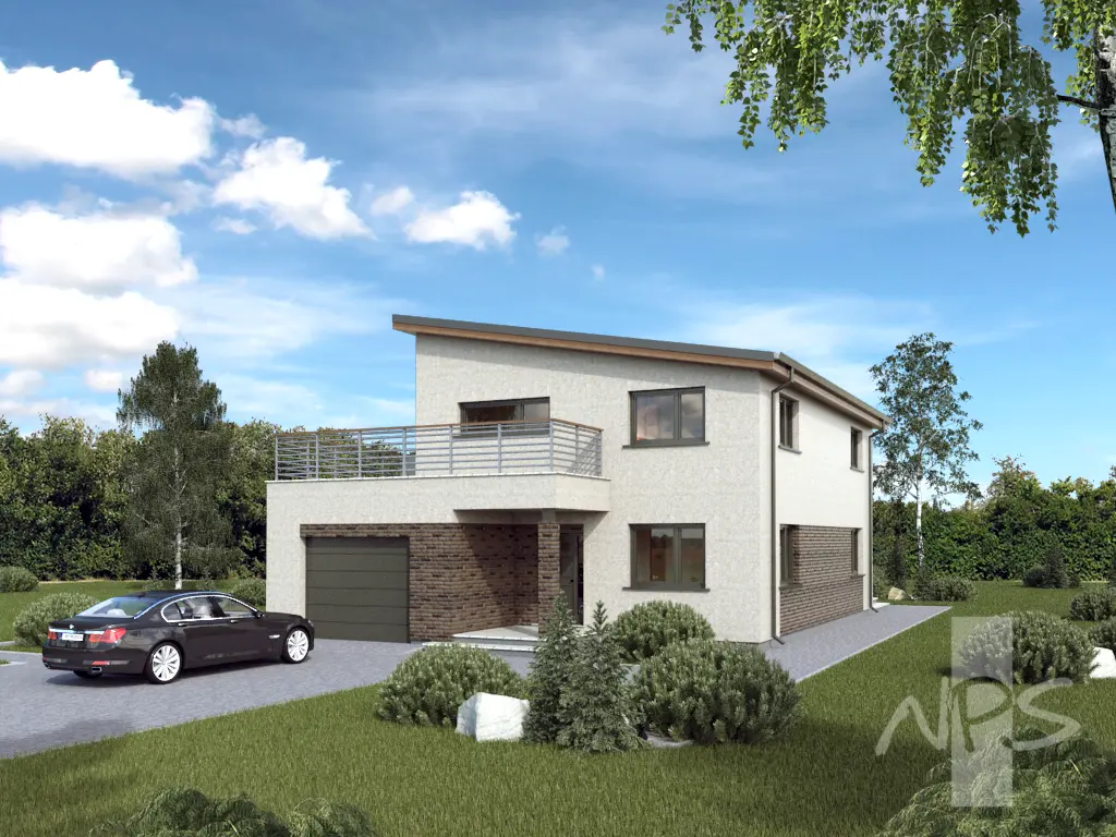 Proiect de casa 186 m²: 2 Parter, 3 Dormitoare, Birou, 2 Bai, Garaj