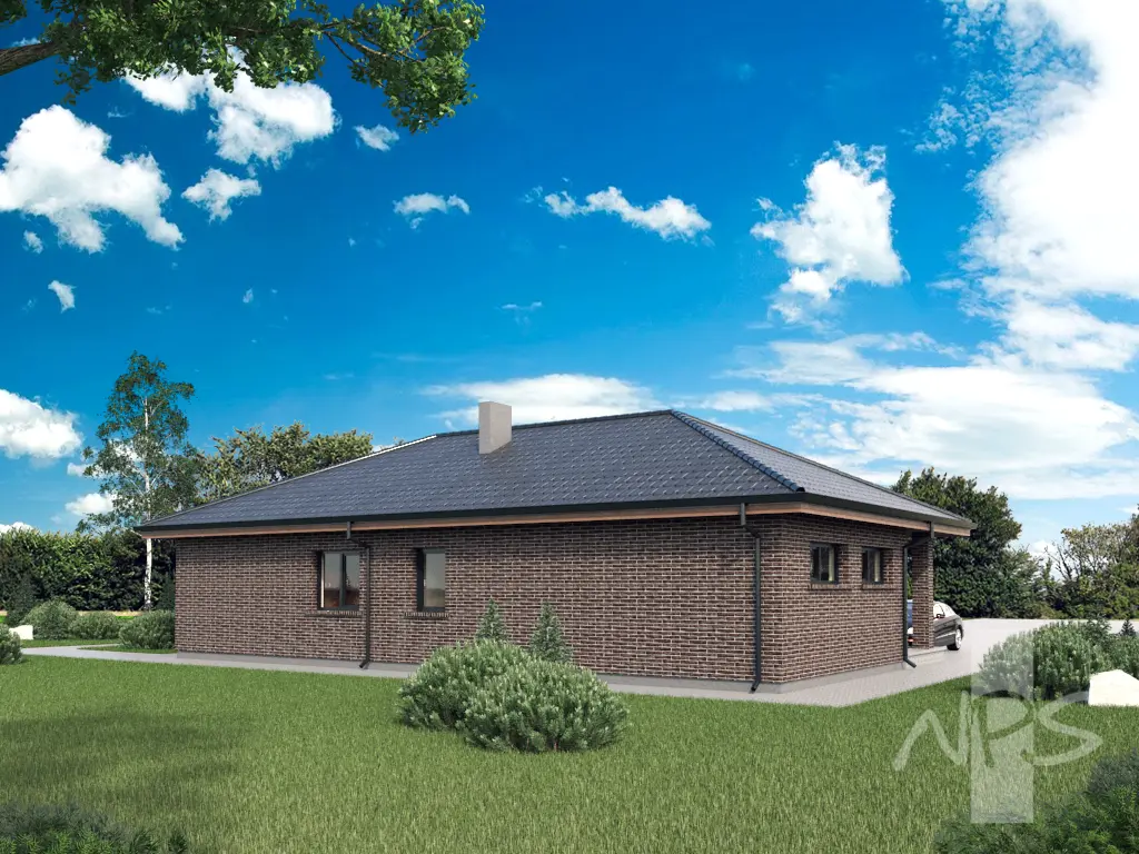 Proiect de casa 207 m²: Parter, 3 Dormitoare, Birou, 2 Bai, Garaj