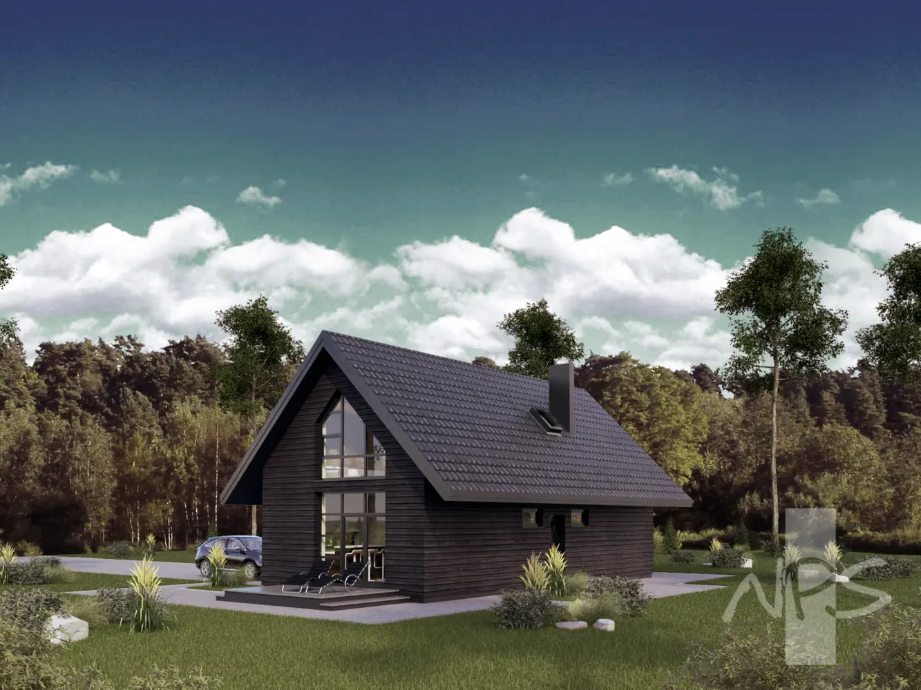 Proiect de casa 128 m²: Parter cu mansardă, 2 Dormitoare, 2 Bai