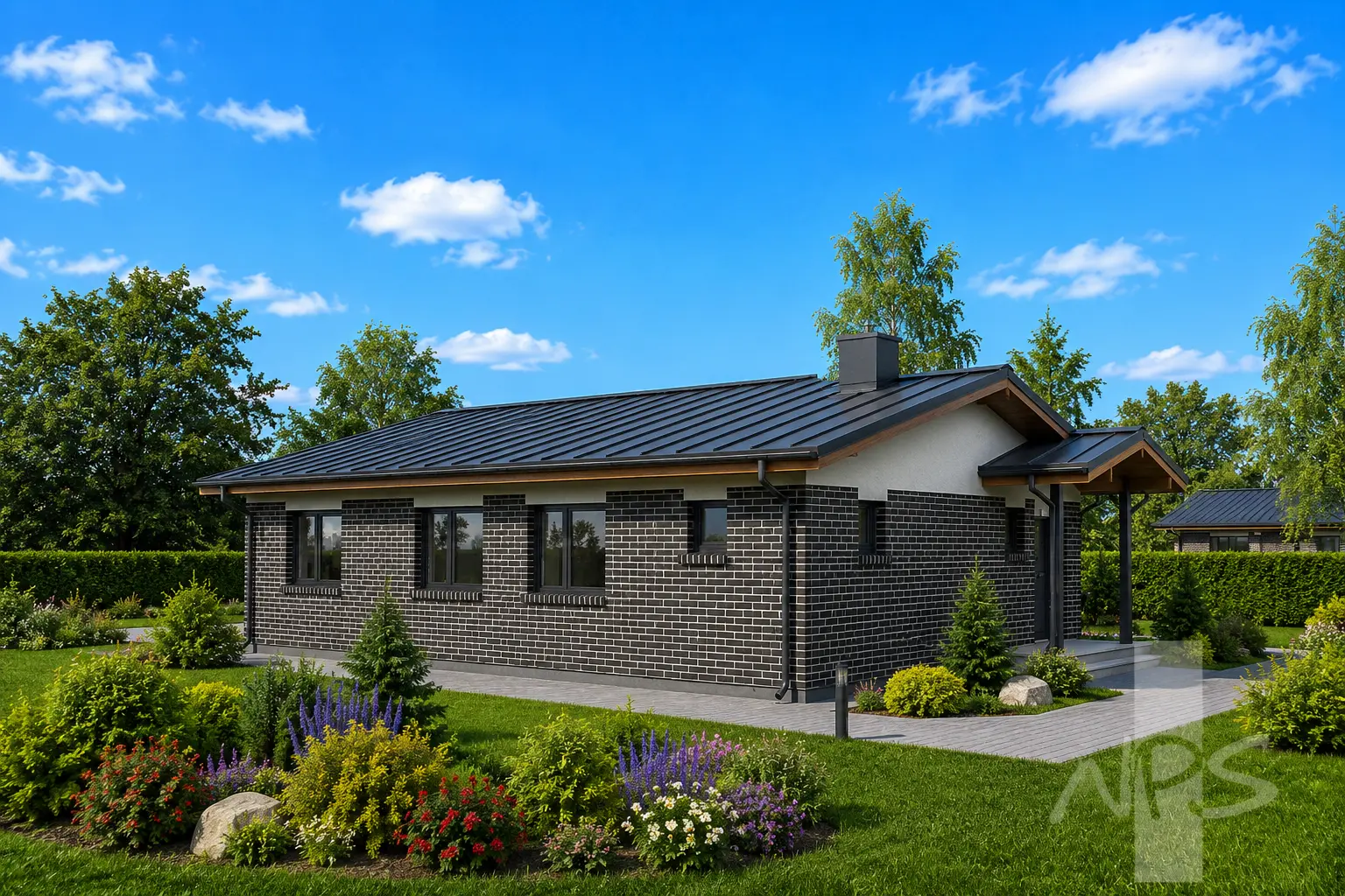 Proiect de casa parter 116 m²: 3 Dormitoare, 2 Bai, fara Garaj