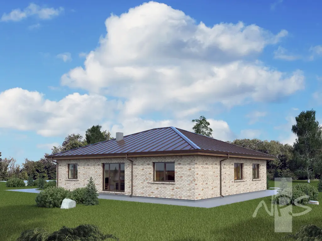 Proiect de casa parter 164 m²: 3 Dormitoare, 1 Bai, fara Garaj