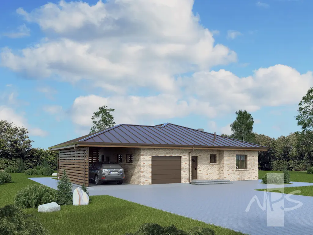 Proiect de casa parter 164 m²: 3 Dormitoare, 1 Bai, fara Garaj