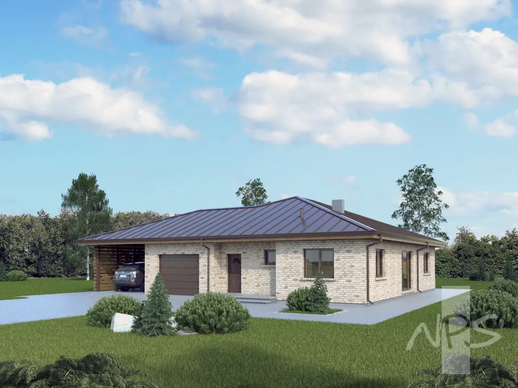 Proiect de casa parter 164 m²: 3 Dormitoare, 1 Bai, fara Garaj