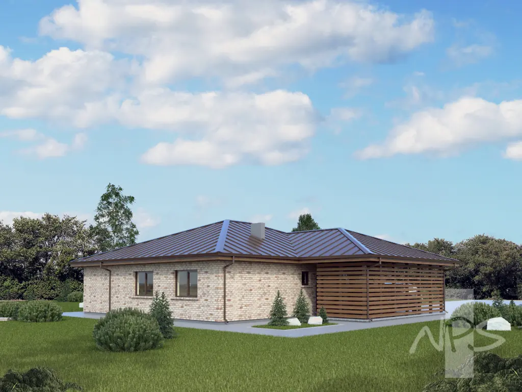 Proiect de casa parter 164 m²: 3 Dormitoare, 1 Bai, fara Garaj