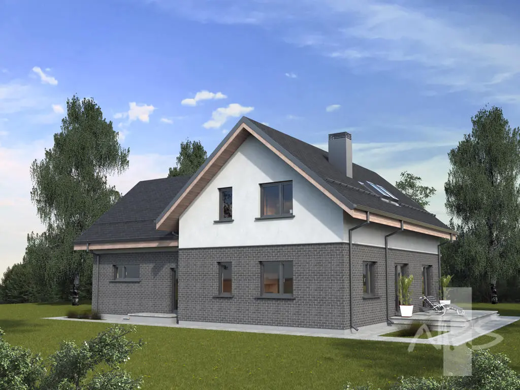 Proiect de casa parter cu mansardă 210 m²: 4 Dormitoare, Birou, 3 Bai, Garaj