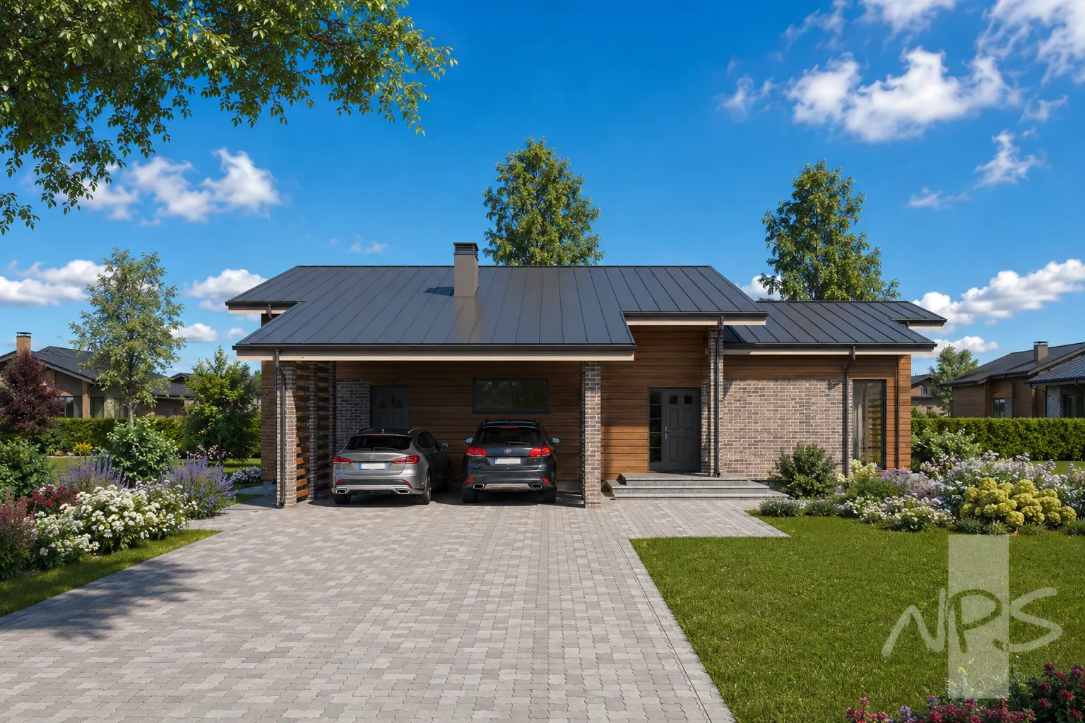 Proiect de casa parter 175 m²: 3 Dormitoare, 2 Bai, Bucatarie deschisa, fara Garaj