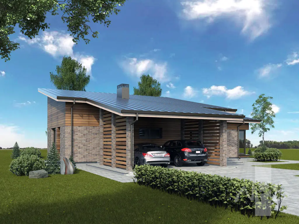 Proiect de casa parter 175 m²: 3 Dormitoare, 2 Bai, Bucatarie deschisa, fara Garaj
