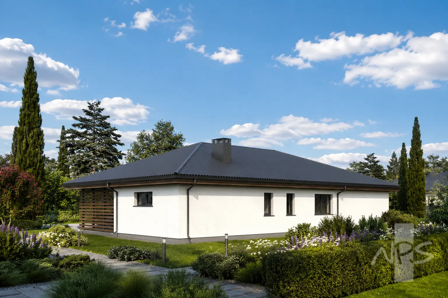 Proiect de casa parter 161 m²: 3 Dormitoare, 2 Bai, fara Garaj