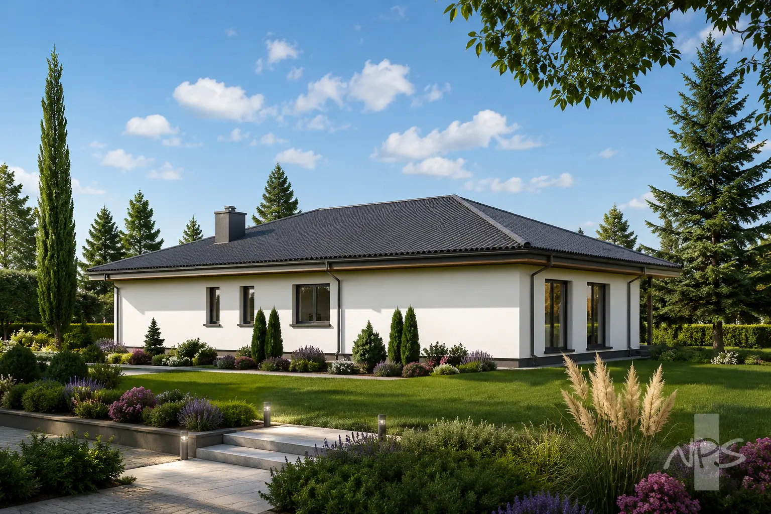 Proiect de casa parter 161 m²: 3 Dormitoare, 2 Bai, fara Garaj
