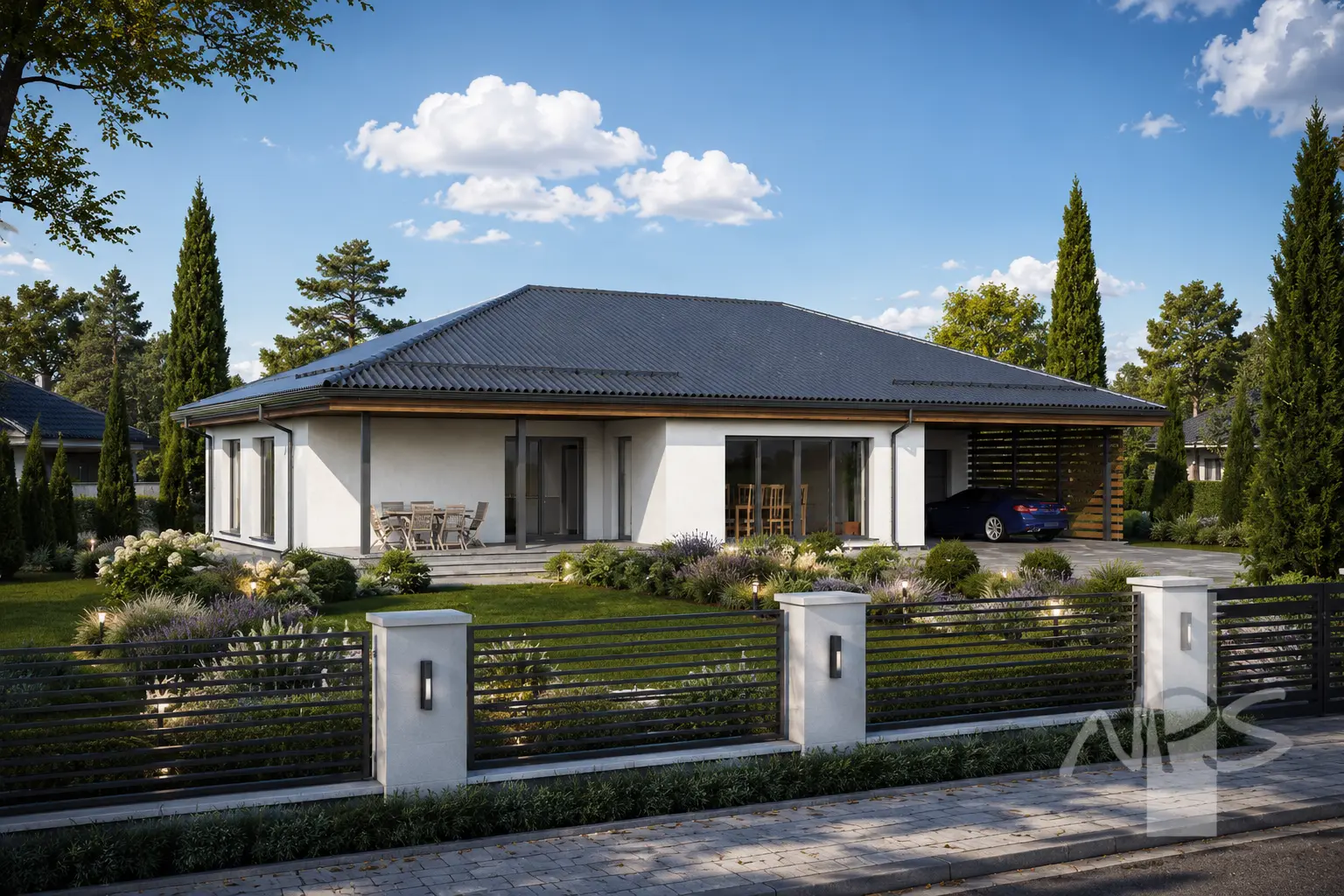Proiect de casa parter 161 m²: 3 Dormitoare, 2 Bai, fara Garaj