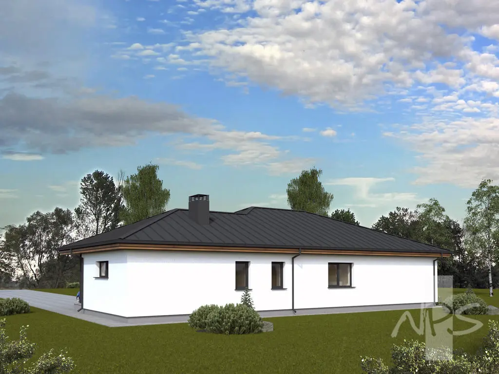 Proiect de casa parter 163 m²: 3 Dormitoare, 2 Bai, Garaj