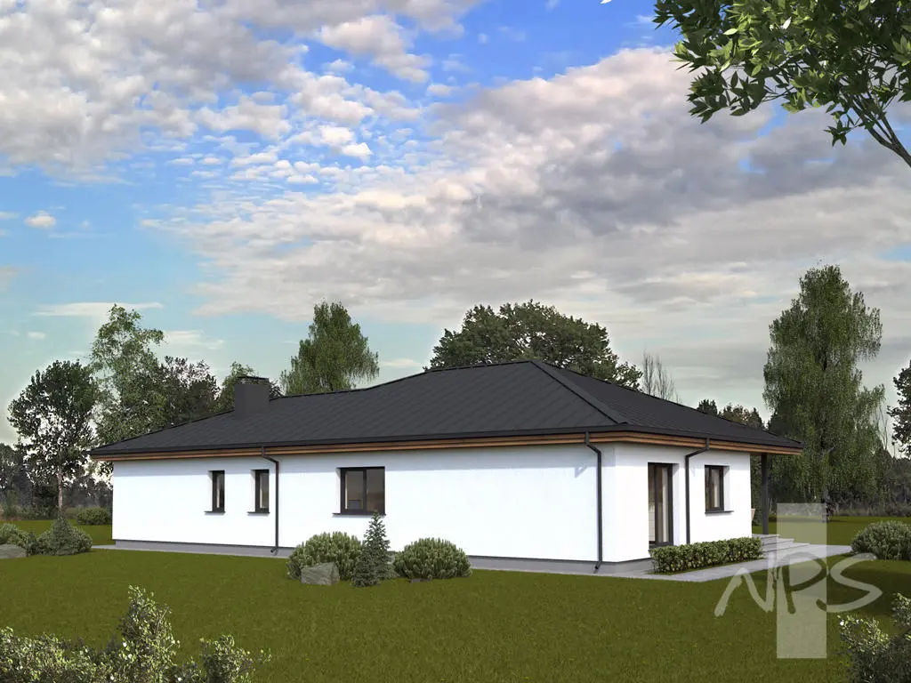 Proiect de casa parter 163 m²: 3 Dormitoare, 2 Bai, Garaj