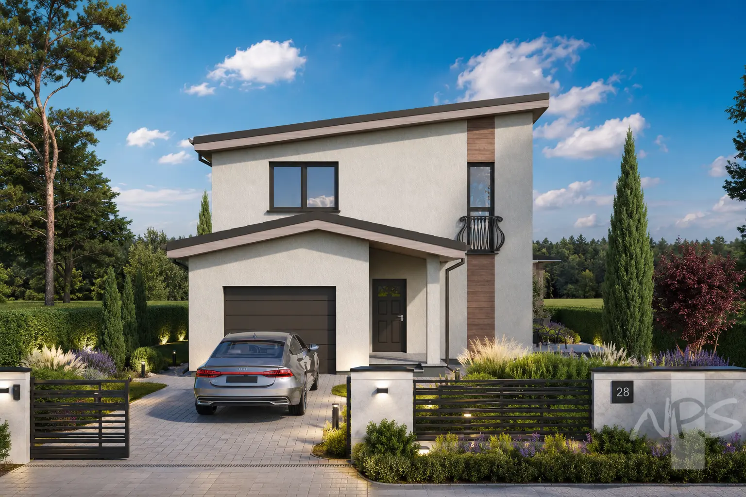 Proiect de casa cu etaj 146 m²: 3 Dormitoare, 2 Bai, Garaj