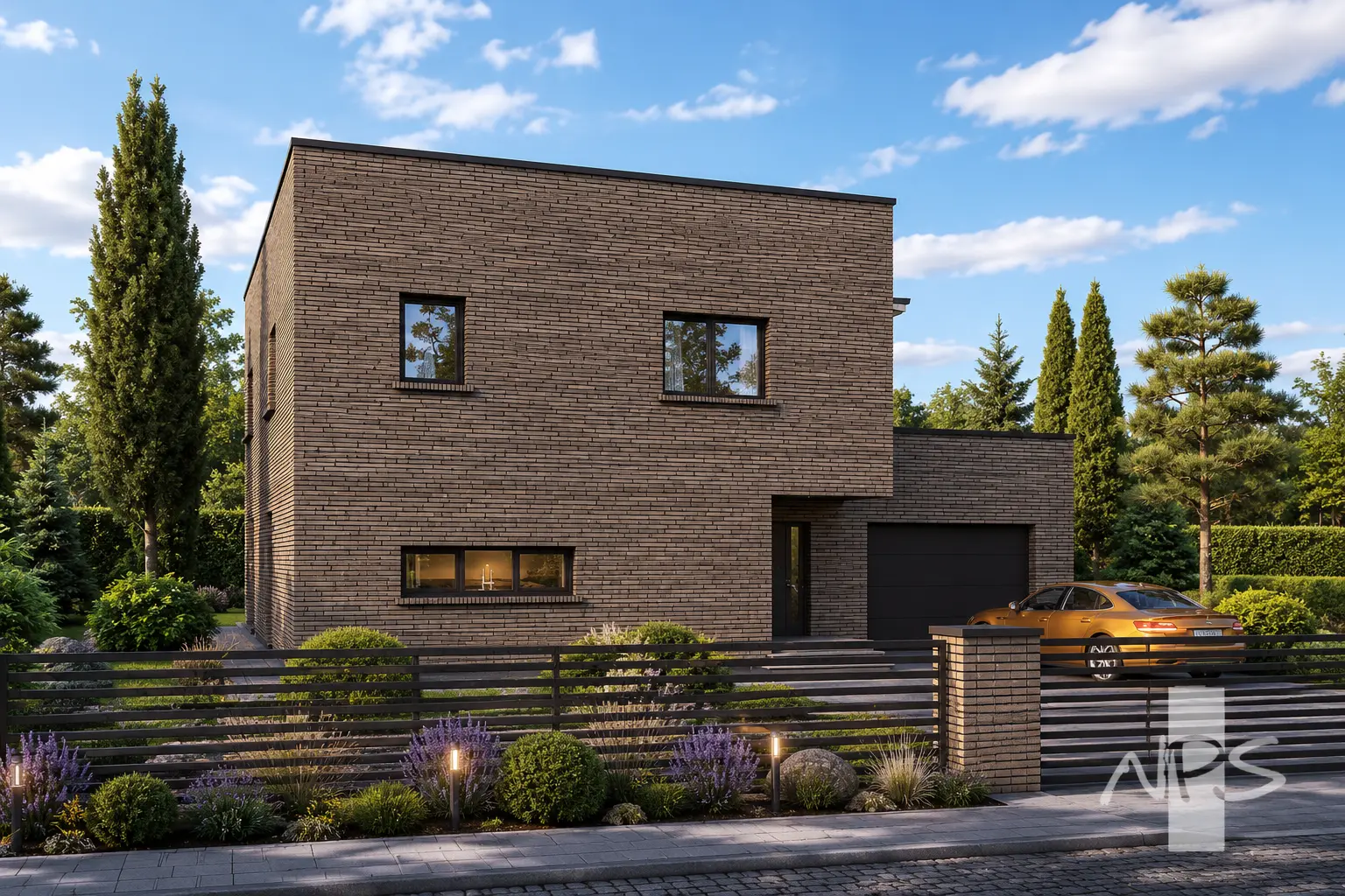 Proiect de casa cu etaj 182 m²: 3 Dormitoare, 2 Bai, Bucatarie deschisa, Garaj