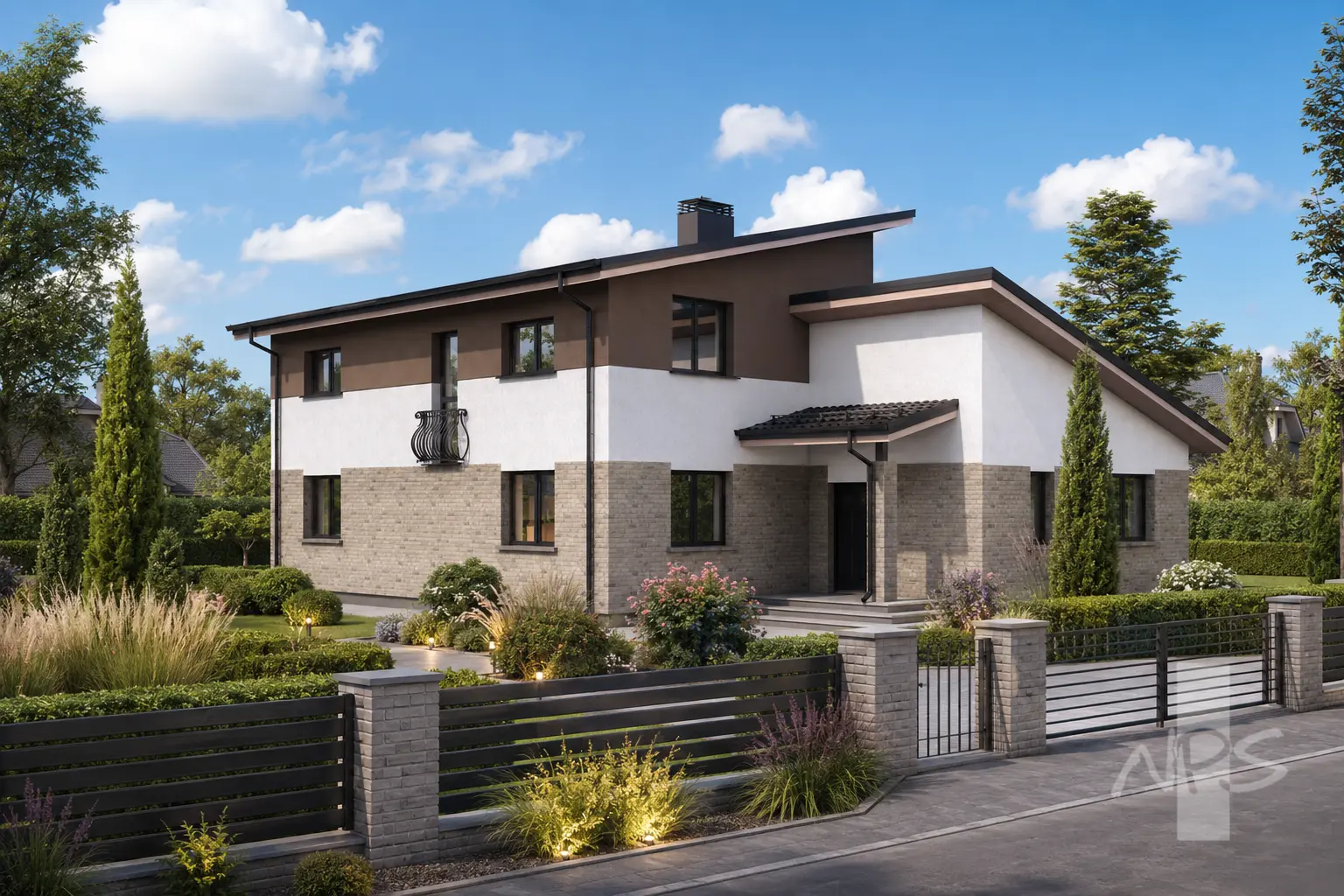 Proiect de casa parter 190 m²: 4 Dormitoare, Birou, 3 Bai, fara Garaj