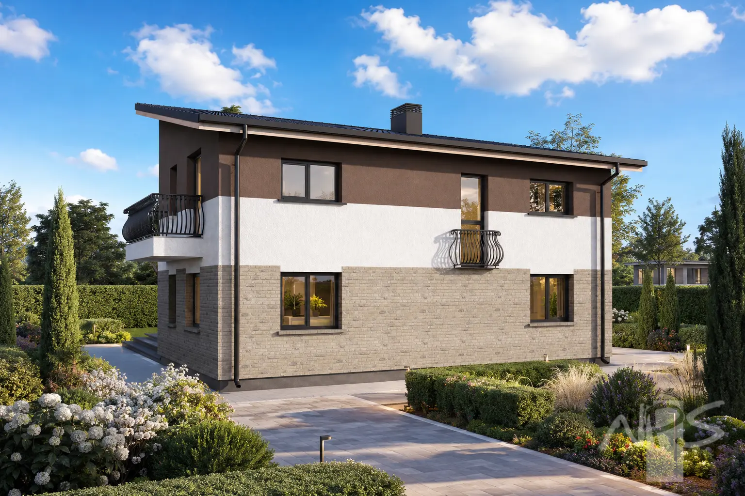 Proiect de casa parter 190 m²: 4 Dormitoare, Birou, 3 Bai, fara Garaj
