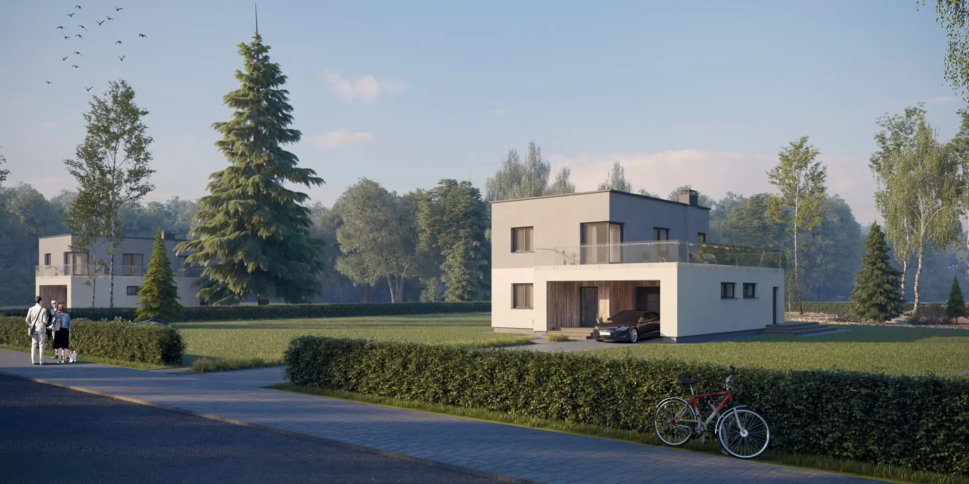 Proiect de casa cu etaj 167 m²: 3 Dormitoare, Birou, 2 Bai, Bucatarie deschisa, Garaj