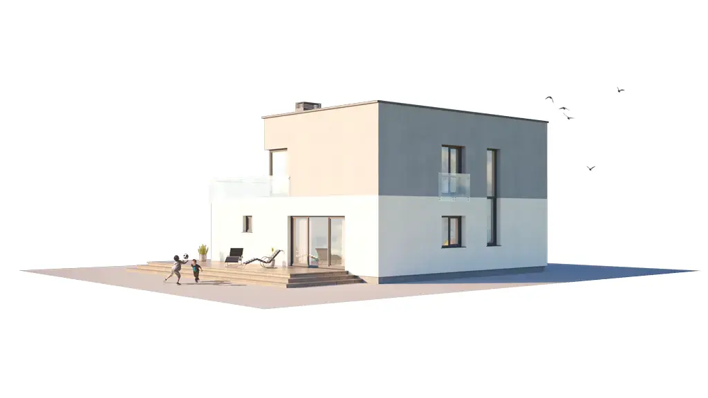 Proiect de casa cu etaj 167 m²: 3 Dormitoare, Birou, 2 Bai, Bucatarie deschisa, Garaj