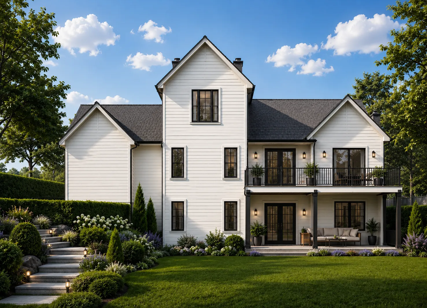 Proiect de casa parter cu mansardă + demisol 383 m²: 4 Dormitoare, 4 Bai, Bucatarie deschisa, Garaj
