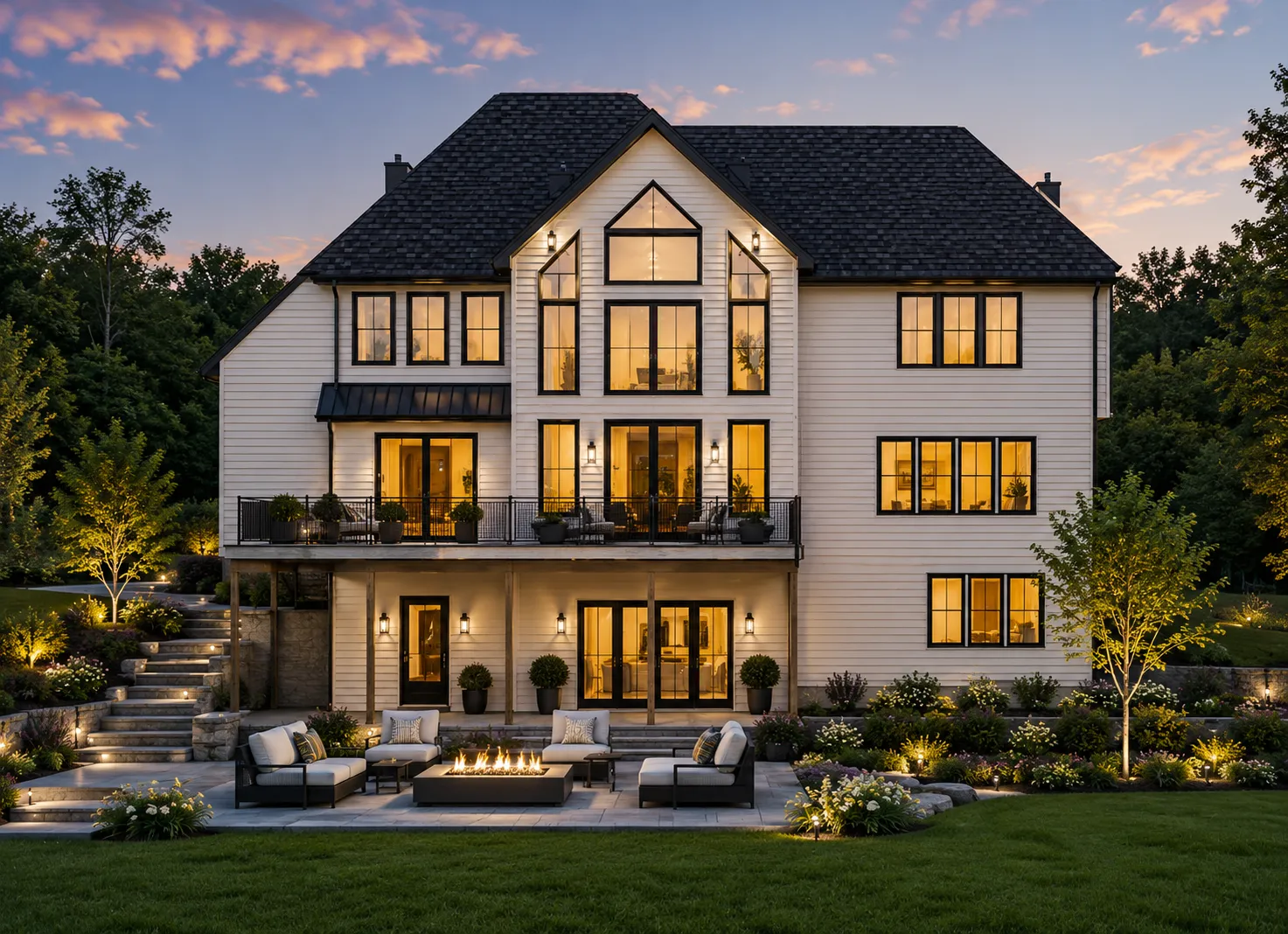 Proiect de casa parter cu mansardă + demisol 520 m²: 4 Dormitoare, 5 Bai, Bucatarie deschisa, Garaj